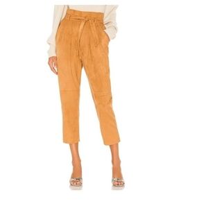 FP Movement by Free People Cropped Paperbag Waist Suede Pants in Camel Size 4